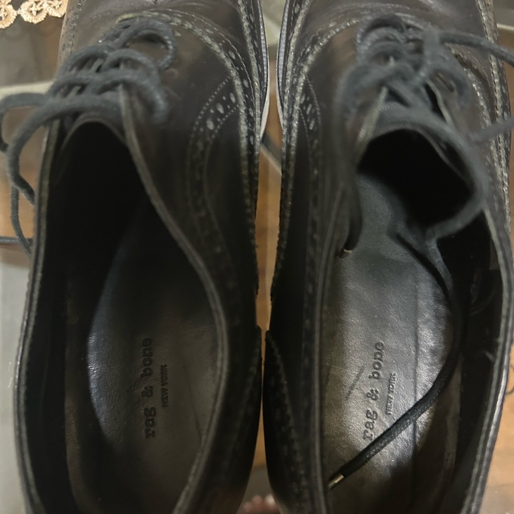 rag & bone Black Leather Oxfords